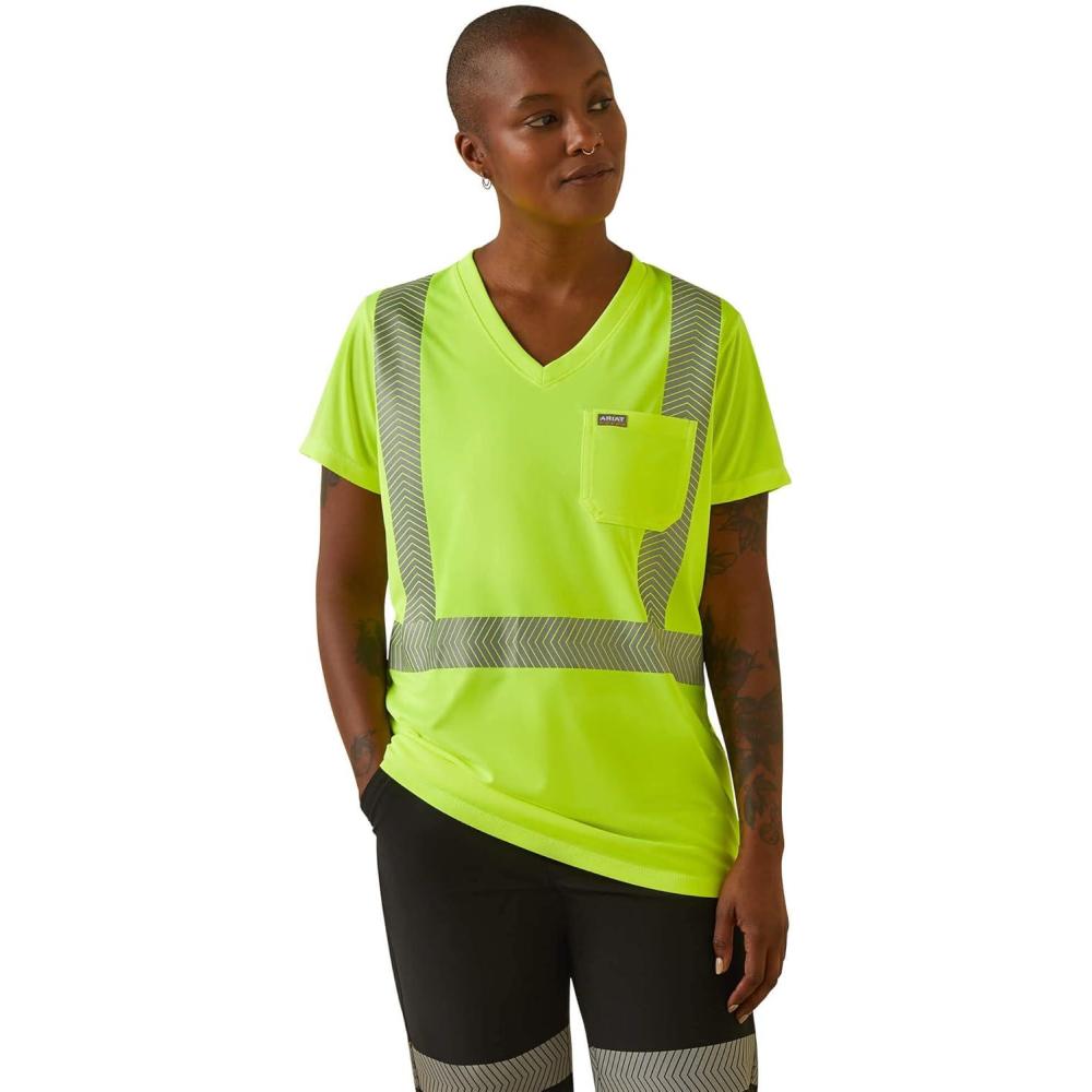 imageARIAT Womens Rebar HiVis Ansi TShirt Plus  10043642PlsHi Vis Yellow