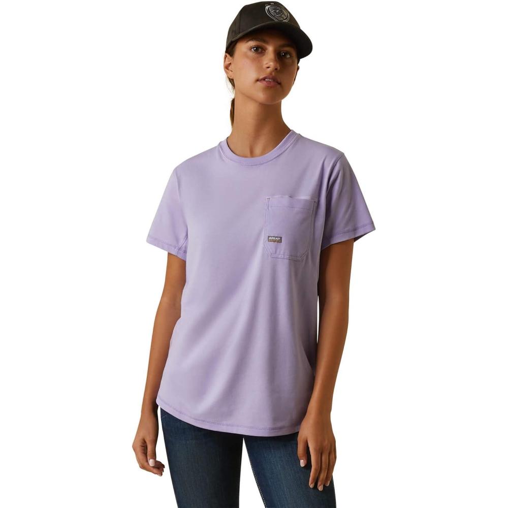 imageARIAT Womens Rebar Workman Graphic Logo TShirtLavender