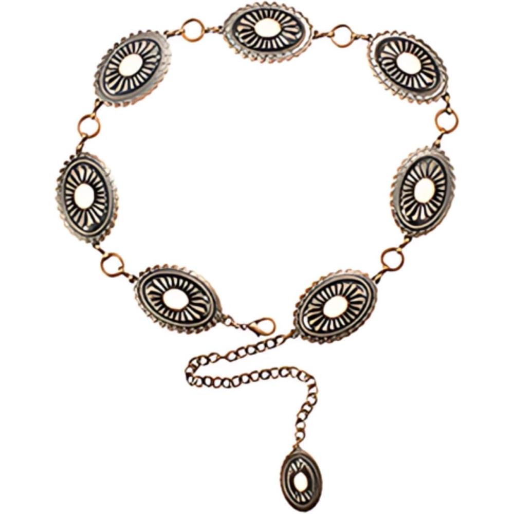 imageARIAT Womens Silver Concho Belt with Black Center Stones and Lobster Claw ClosureCopper