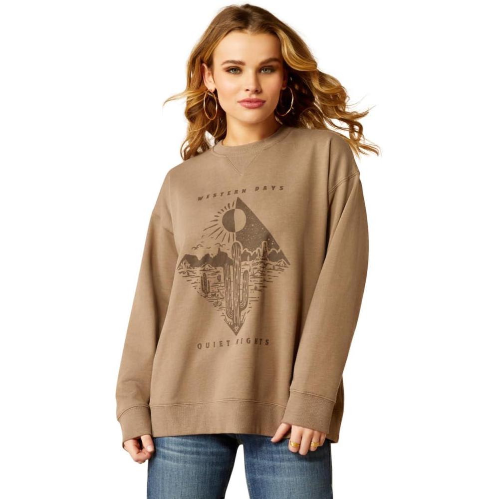 imageARIAT Womens Western Days Oversized SweatshirtDark Khaki