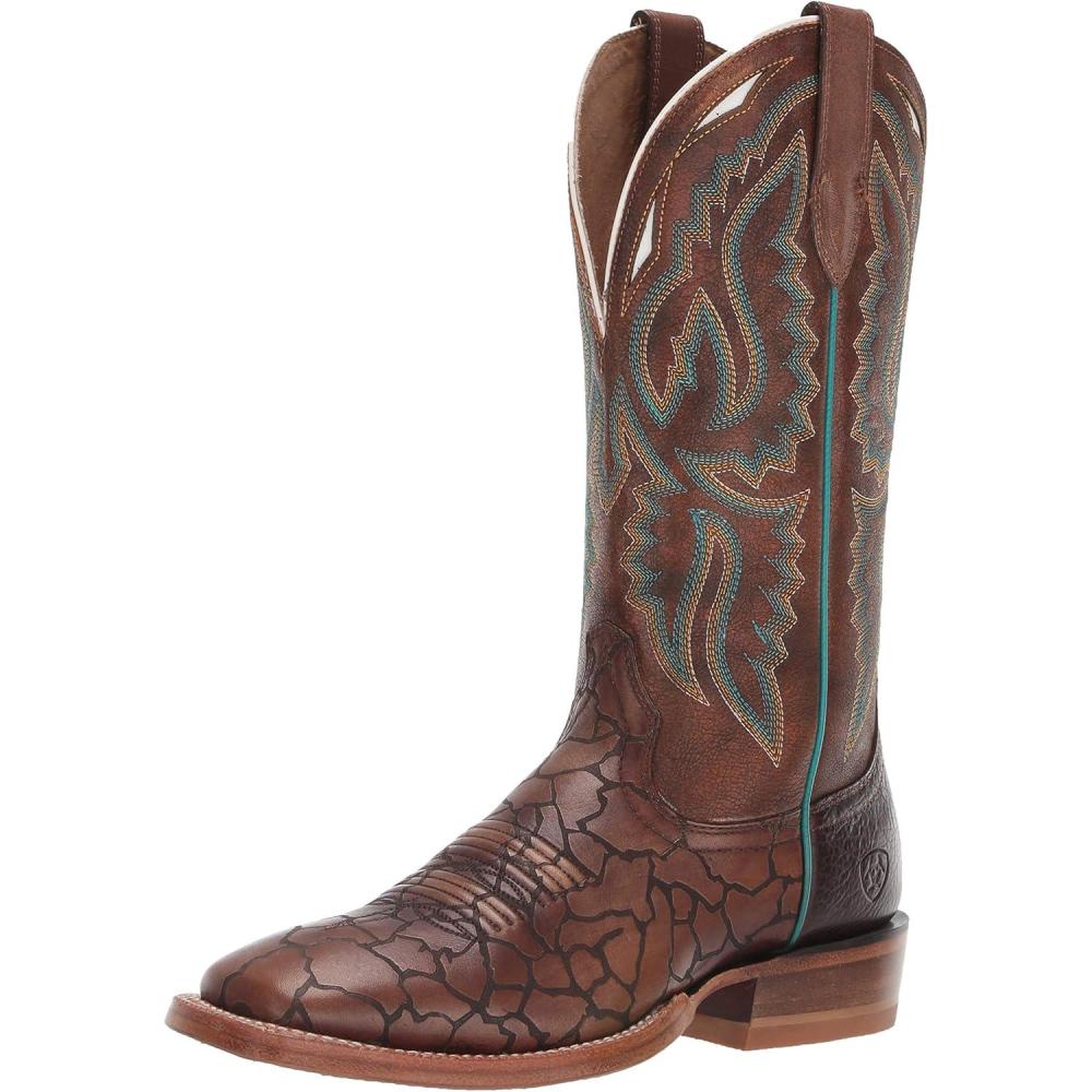 imageARIAT Workhog Wide Square Toe H2O Mens BootNaturally BrownAged Turquoise