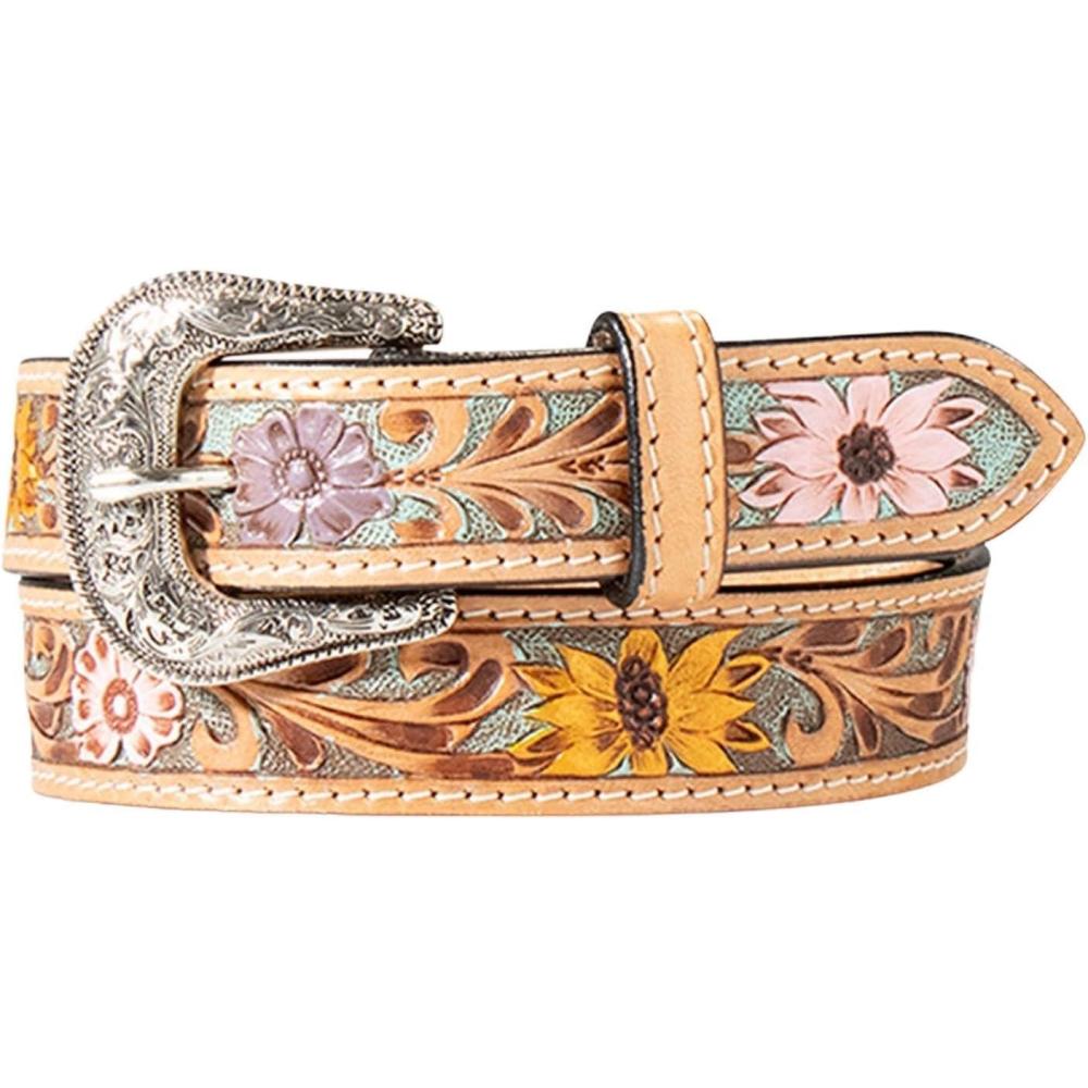 imageARIAT Youth Brown Floral Belt with Painted Turquoise InlayMulti