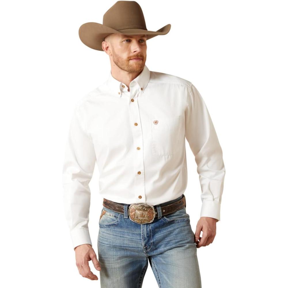 imageARIAT mens Solid Twill Classic Fit Shirt  Mens Long Sleeve Western Buttondown