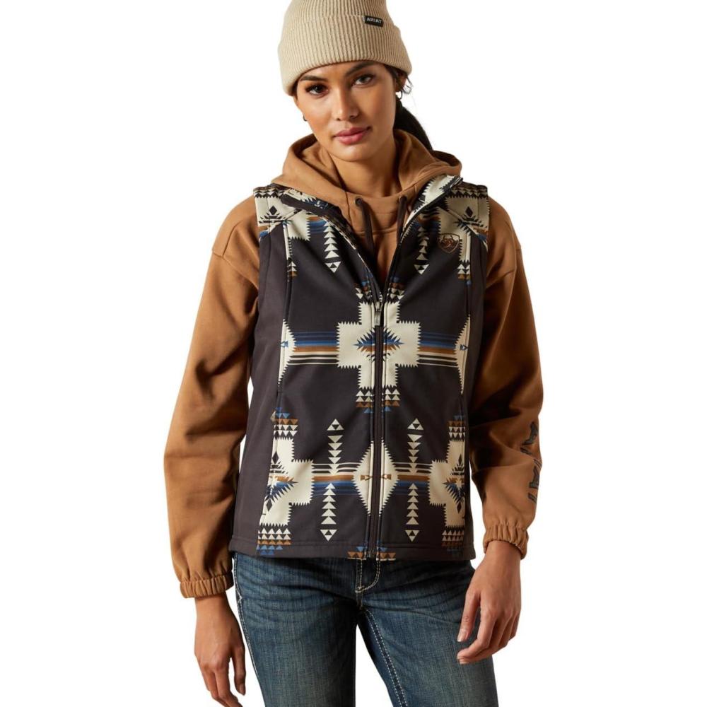 imageARIAT womens Ariat Logo Softshell Print VestThornstone Print