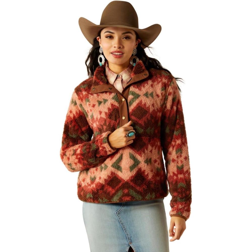 imageARIAT womens Berber Snap Front SweatshirtPlainsview Print