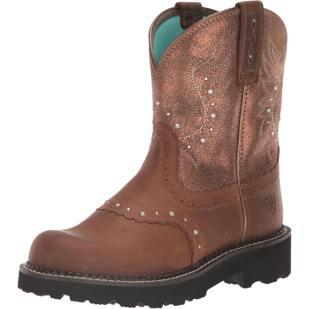 imageARIAT womens Gembaby Western BootDistressed BrownCopper Metallic
