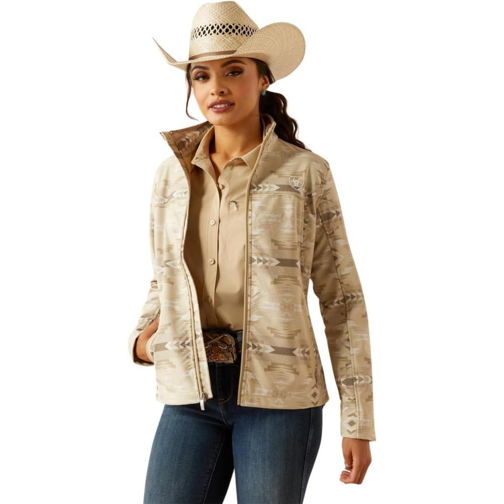 imageARIAT womens New Team Softshell Print JacketSandstone Southwest Print