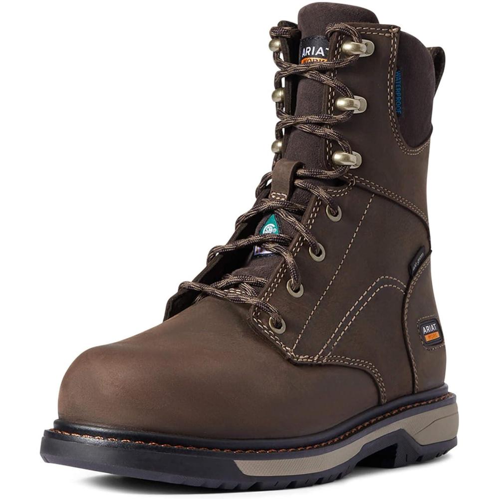 imageARIAT womens Riveter 8quot Csa Glacier Grip Waterproof 400g Composite Toe Work BootDark Brown