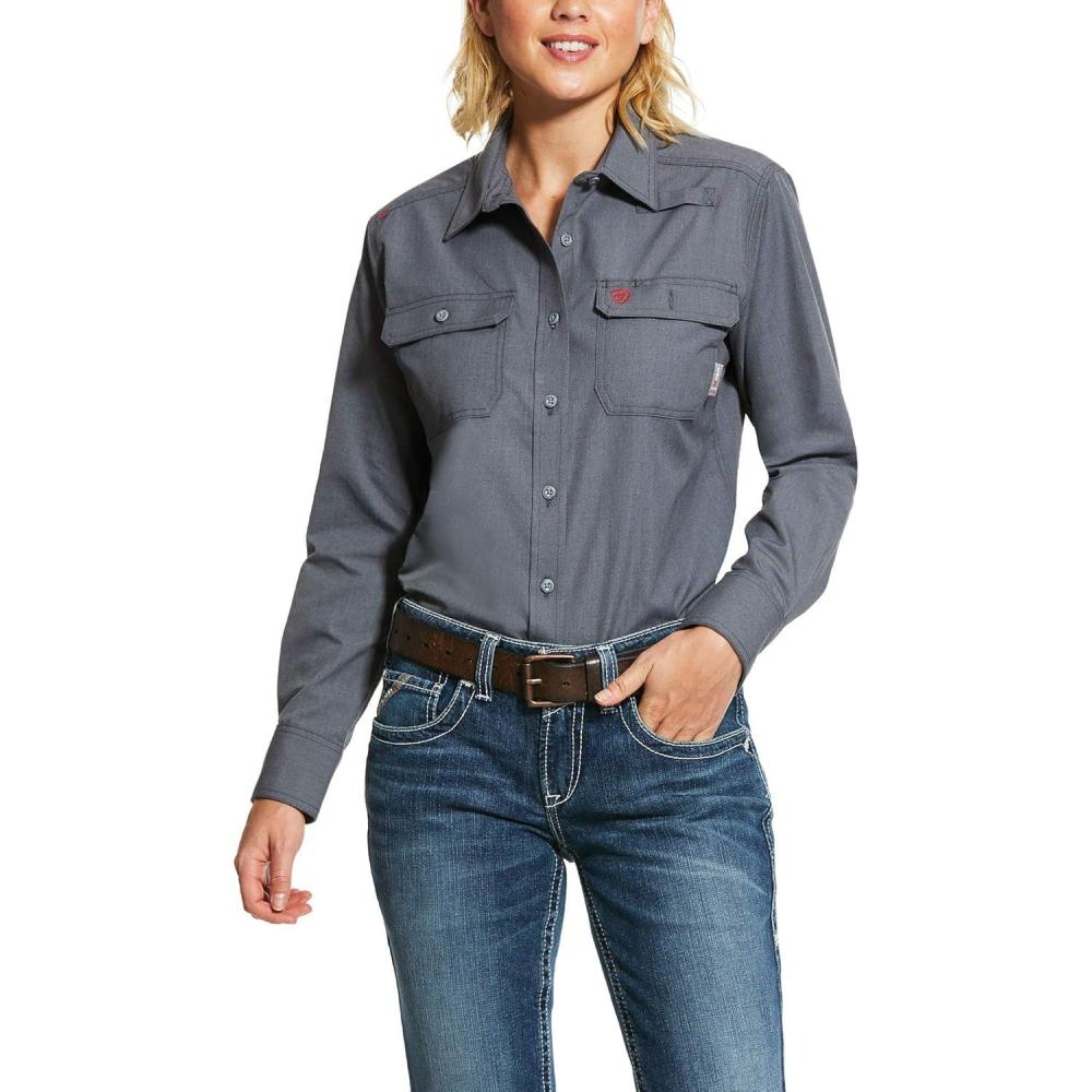 imageAriat FR Womans Featherlight Work ShirtGunmetal