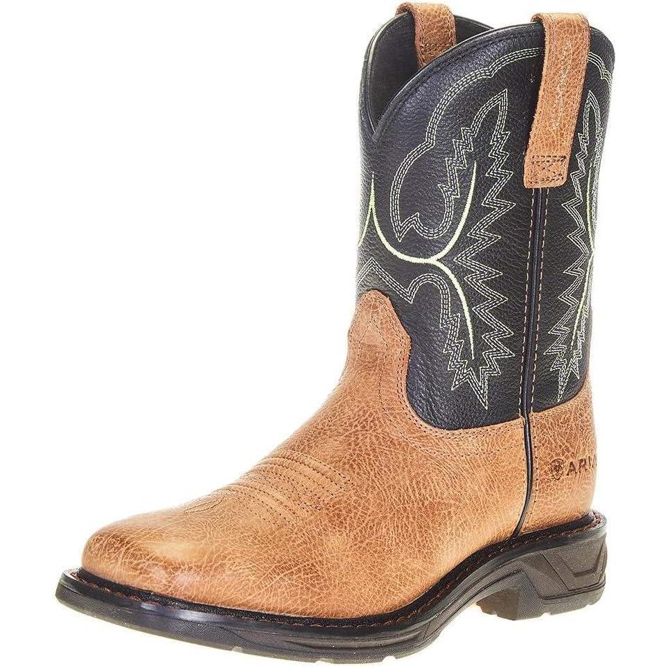 imageAriat Kids Workhog Xt Wide Square Toe BootBrahma BrownDragon Fruit