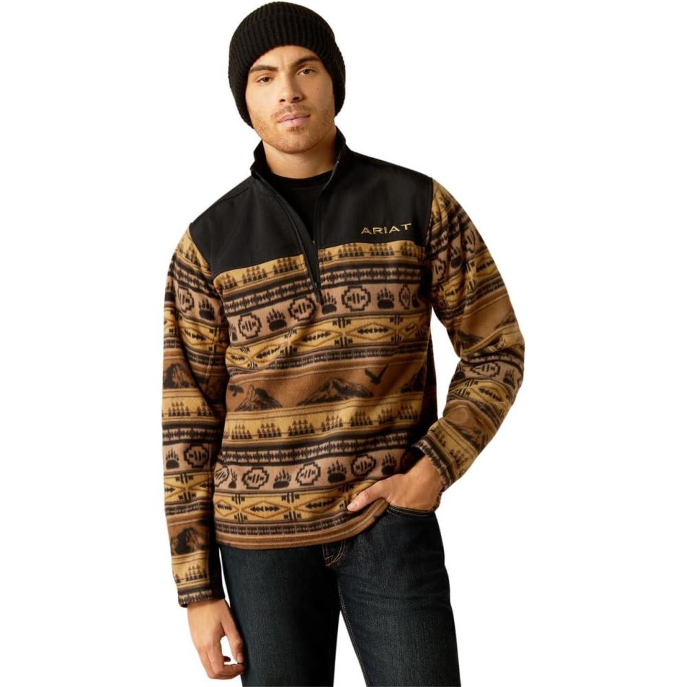 imageAriat Mens Basis 20 14 Zip SweatshirtBrown Scenic Serape