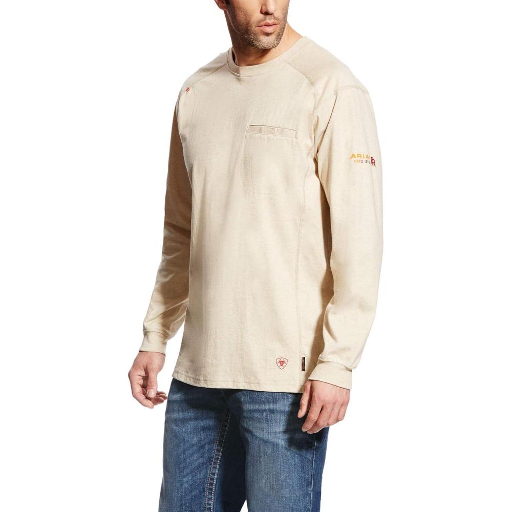 imageAriat Mens Big and Tall Flame Resistant Air CrewSand Heather