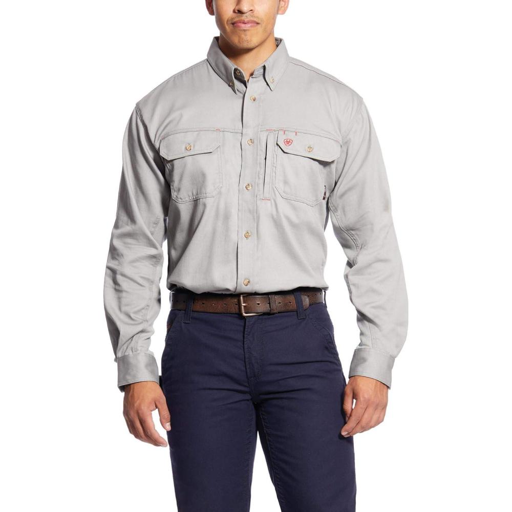 imageAriat Mens Big and Tall Flame Resistant Work ShirtSilver Fox
