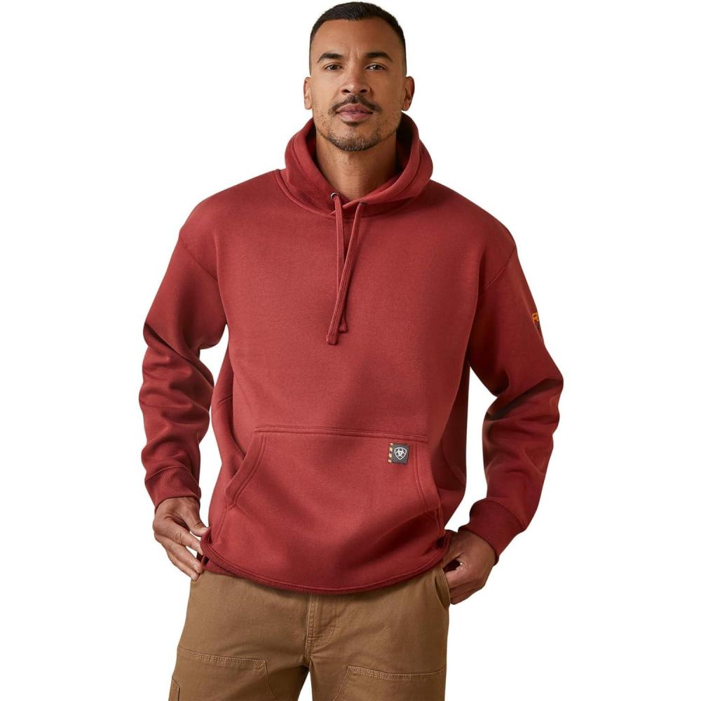 imageAriat Mens Big and Tall REBAR Logo HoodieBrick Red
