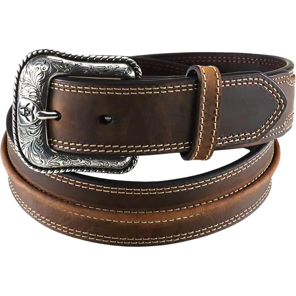 imageAriat Mens Distressed Leather Western BeltMedium Brown