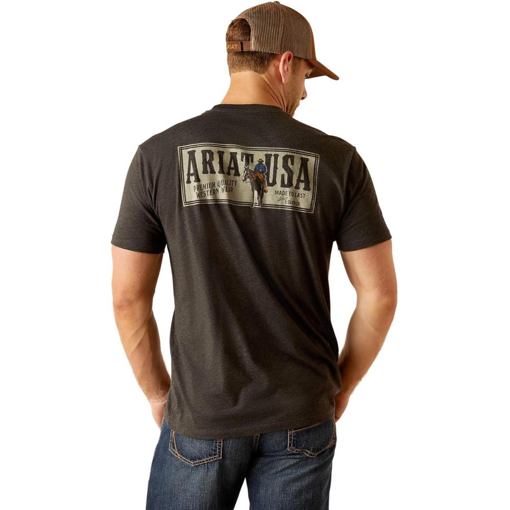 imageAriat Mens Graphic TShirtCharcoal HeatherRider Label