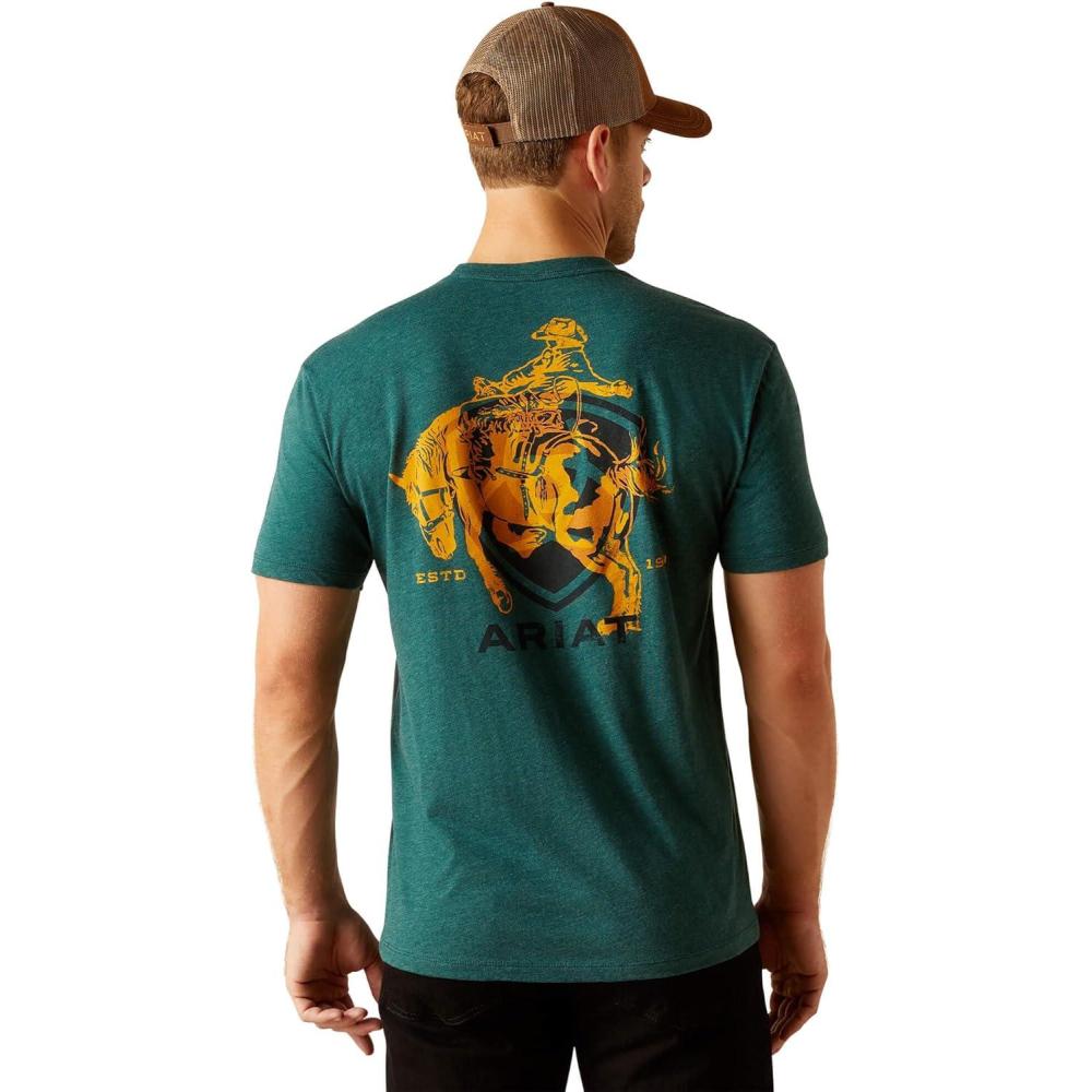 imageAriat Mens Graphic TShirtDark Teal HeatherAbilene Shield