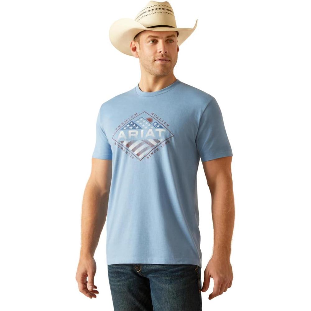 imageAriat Mens Graphic TShirtLight Blue HeatherUsa Range