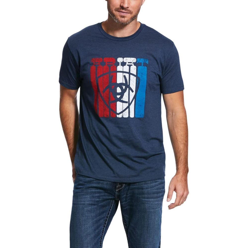 imageAriat Mens Graphic TShirtNavy HeatherStanding Tall