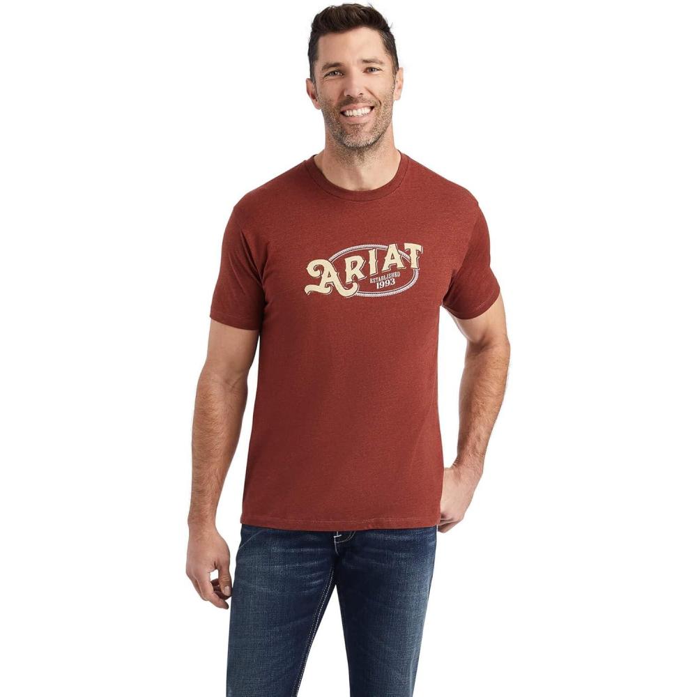 imageAriat Mens Graphic TShirtRust HeatherRope Oval