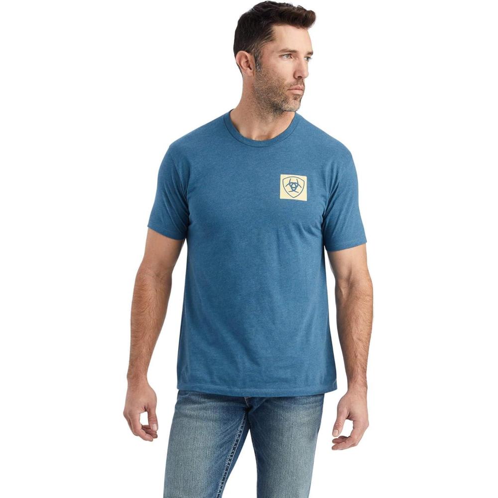 imageAriat Mens Graphic TShirtSteel Blue HeatherLinear Octane