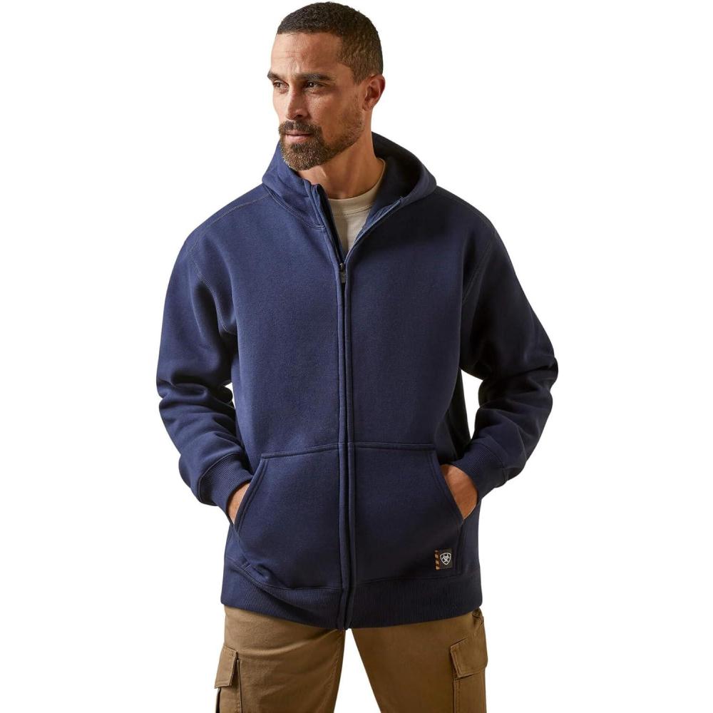 imageAriat Mens Rebar Born For This Full Zip Hoodie  Navy Large