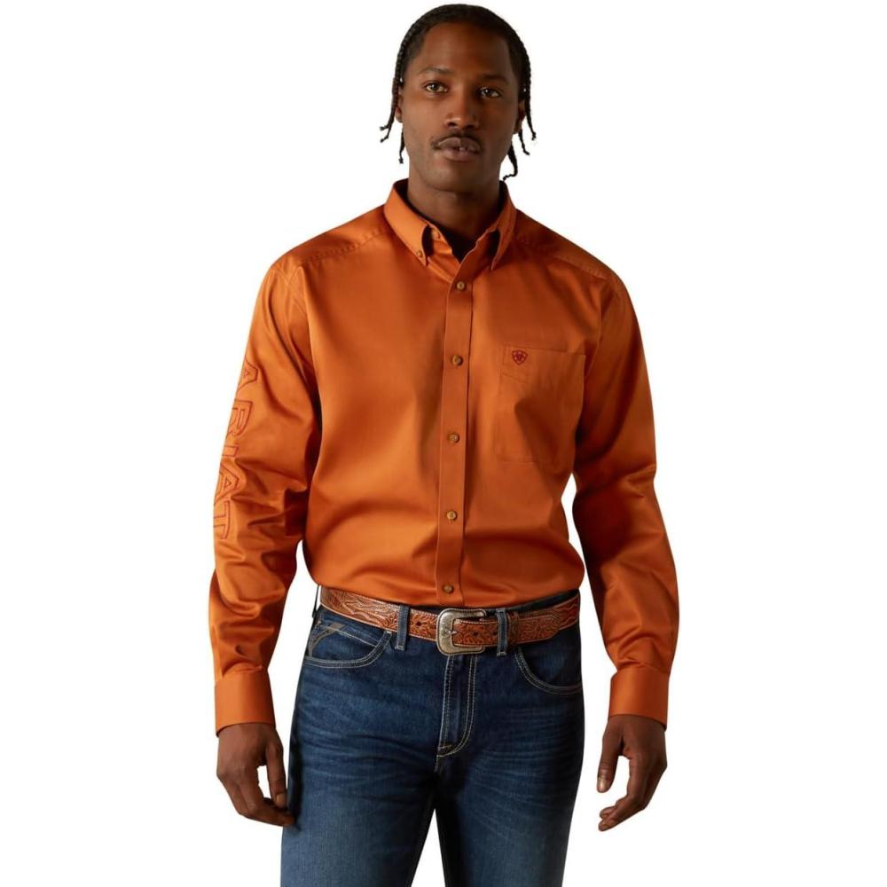 imageAriat Mens Team Logo Twill Classic Fit ShirtAdobeBrick