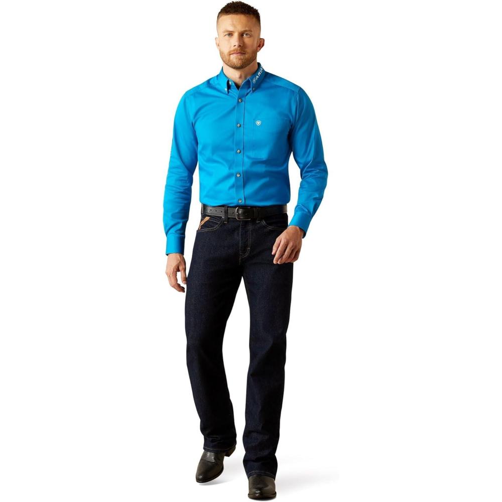 imageAriat Mens Team Logo Twill Fitted ShirtBlueDark Blue