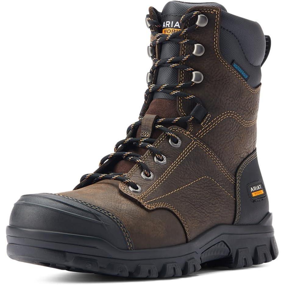 imageAriat Mens Treadfast 8quot Waterproof Work Boot WesternDark Brown