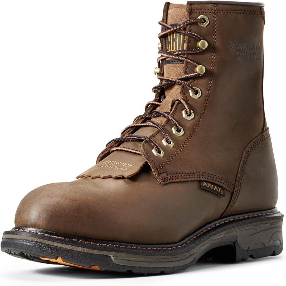 imageAriat Mens Workhog 8 Inch H2O Composite Toe BootBrown