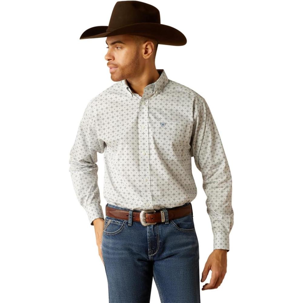 imageAriat Mens Wrinkle Free Kaiser Classic Fit Button Down Darkest IndigoLight Blue