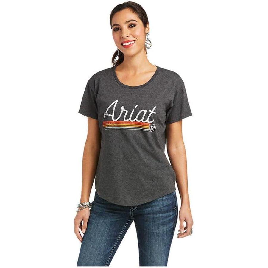 imageAriat Womens Ariat Denim Label TShirtCharcoal Grey