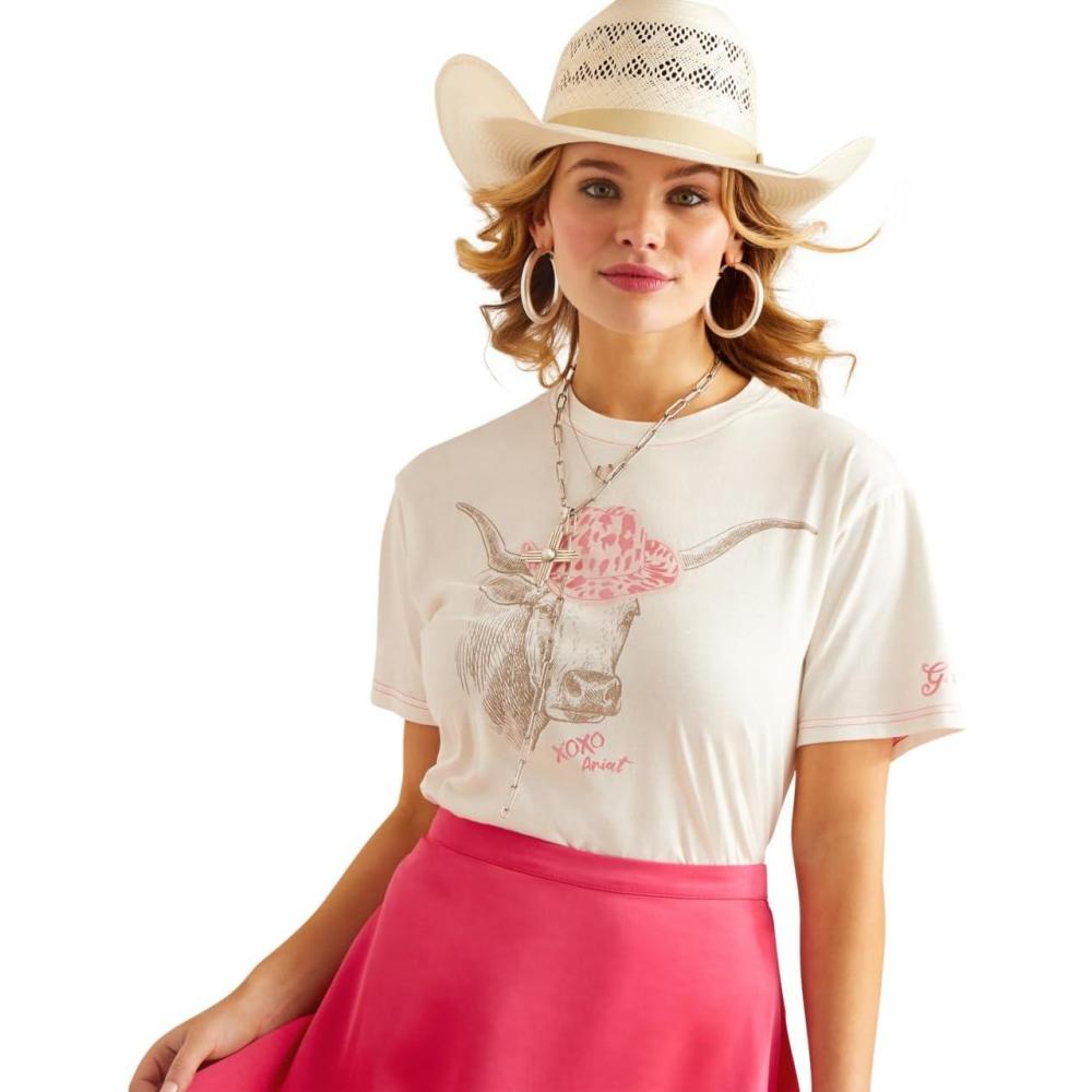 imageAriat Womens Ariat Denim Label TShirtCloud Dancer