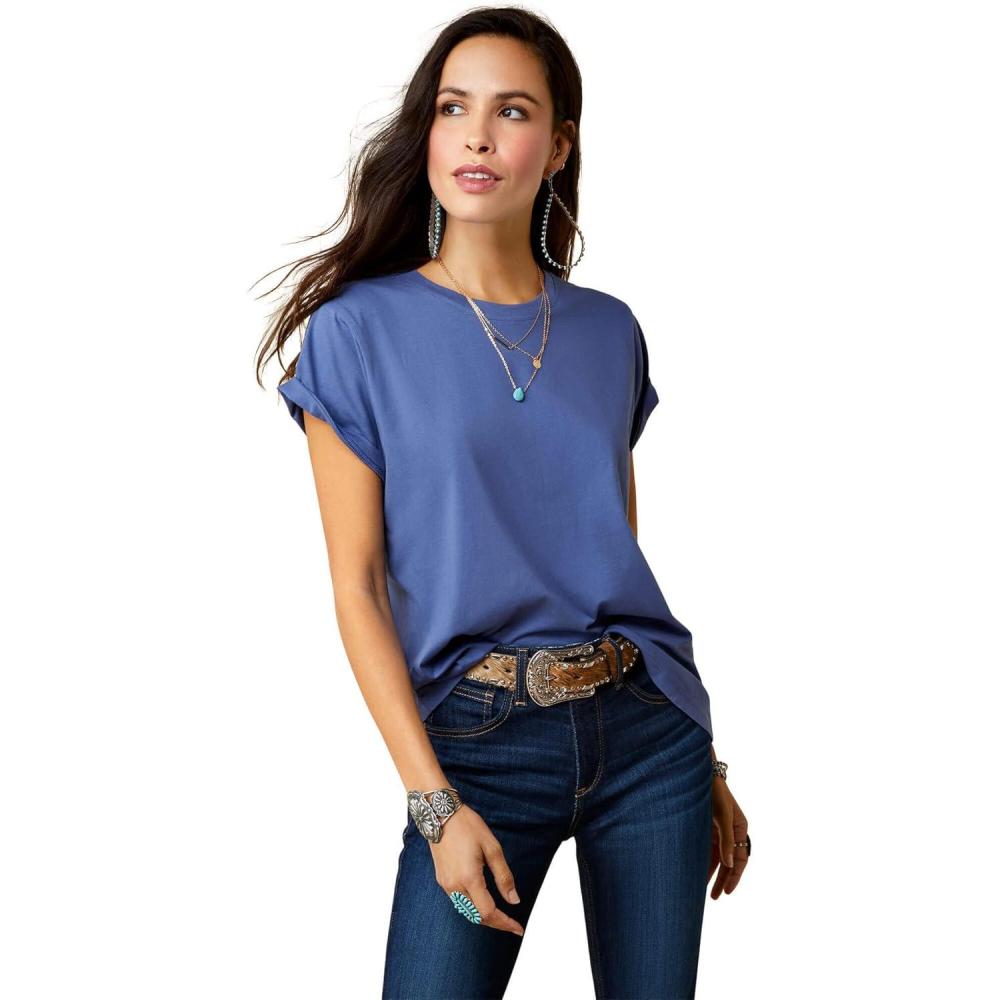 imageAriat Womens Ariat Denim Label TShirtCoastal FjordFly High