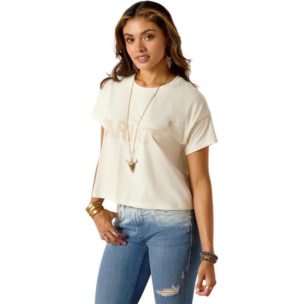 imageAriat Womens Ariat Denim Label TShirtCoconut Milk