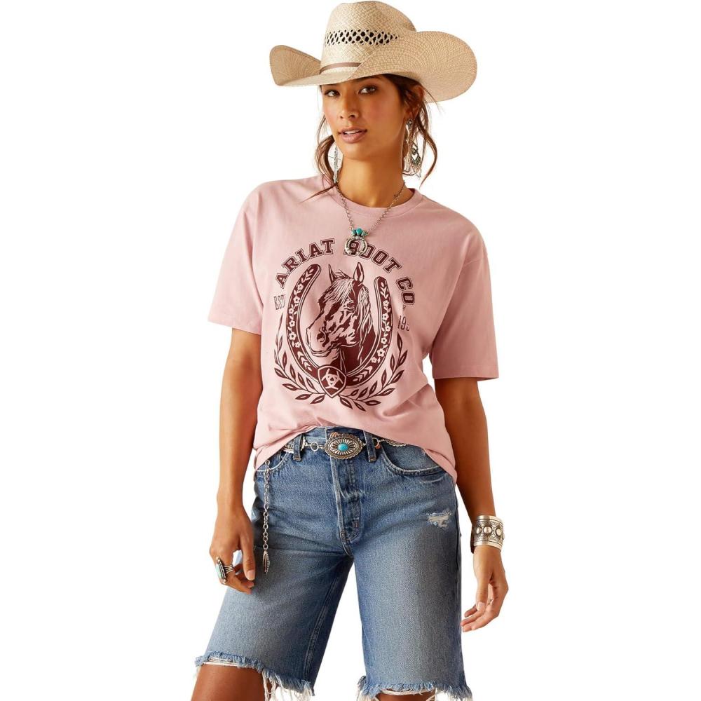imageAriat Womens Ariat Denim Label TShirtDusty PinkAriat Horse U