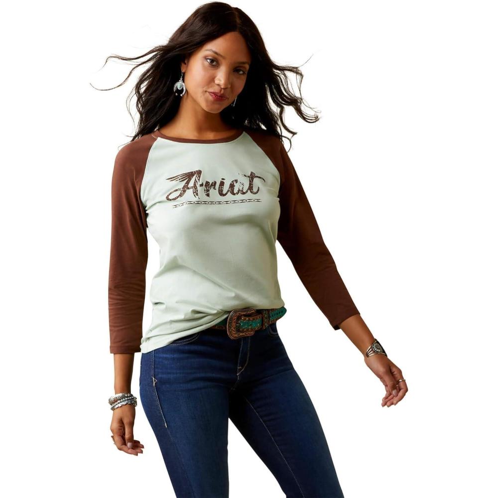 imageAriat Womens Ariat Denim Label TShirtFrosty GreenAriat Classic