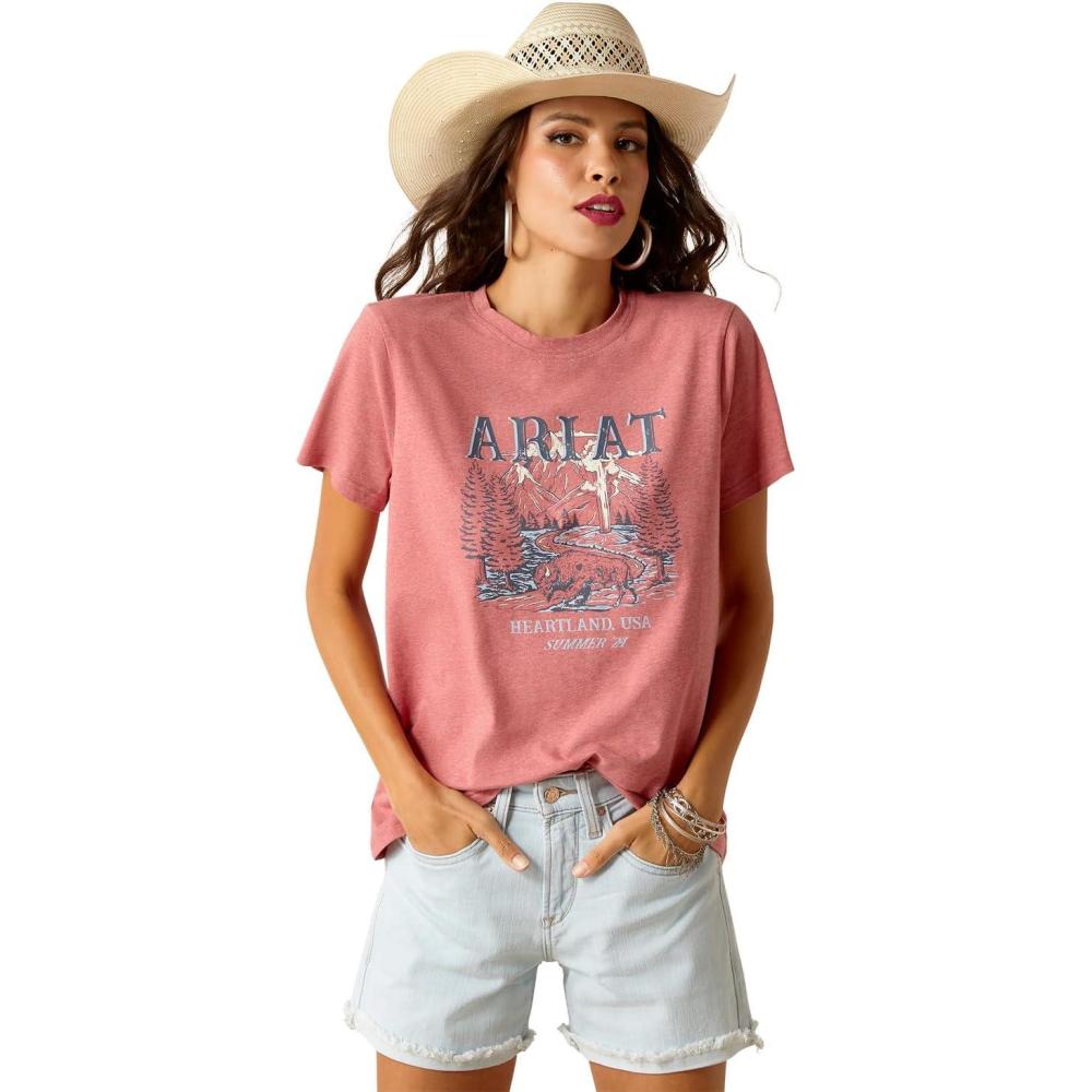 imageAriat Womens Ariat Denim Label TShirtGarnet Heather