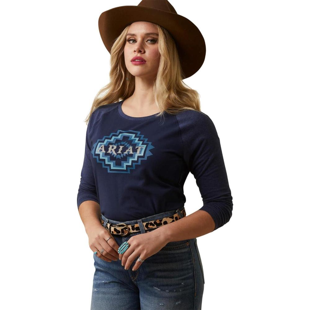 imageAriat Womens Ariat Denim Label TShirtNavyTucson Baseball Tee