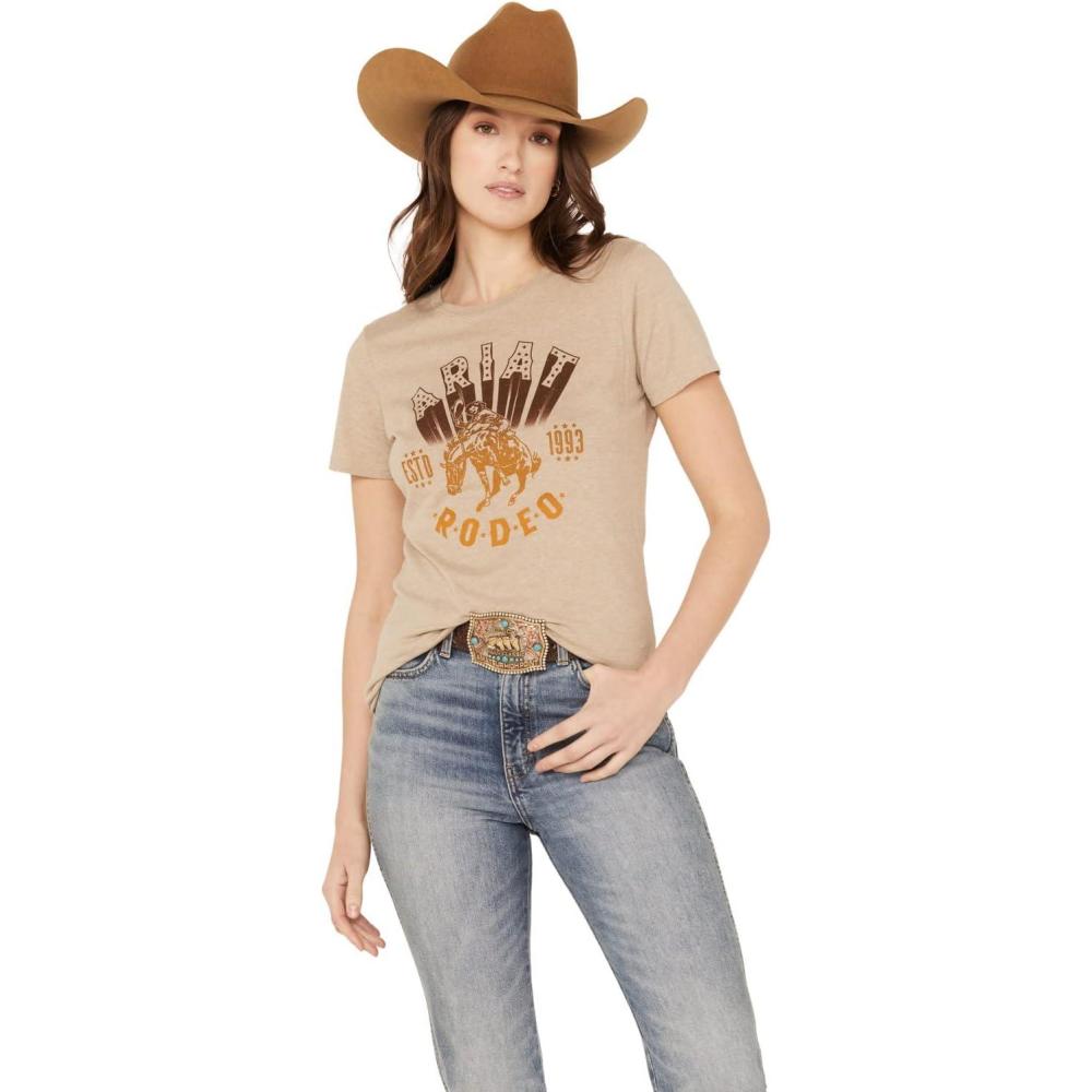 imageAriat Womens Ariat Denim Label TShirtOatmeal HeatherAriat Vintage Rodeo