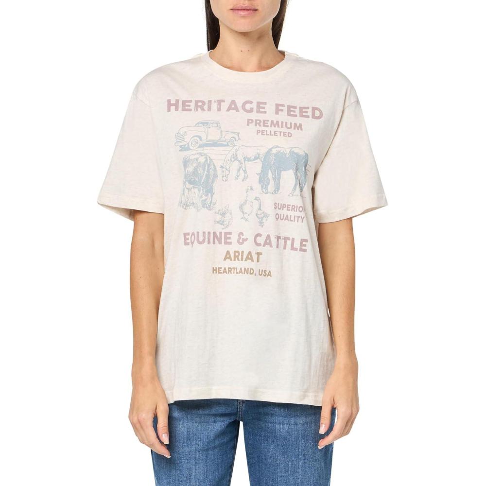 imageAriat Womens Ariat Denim Label TShirtOatmeal HeatherFeed