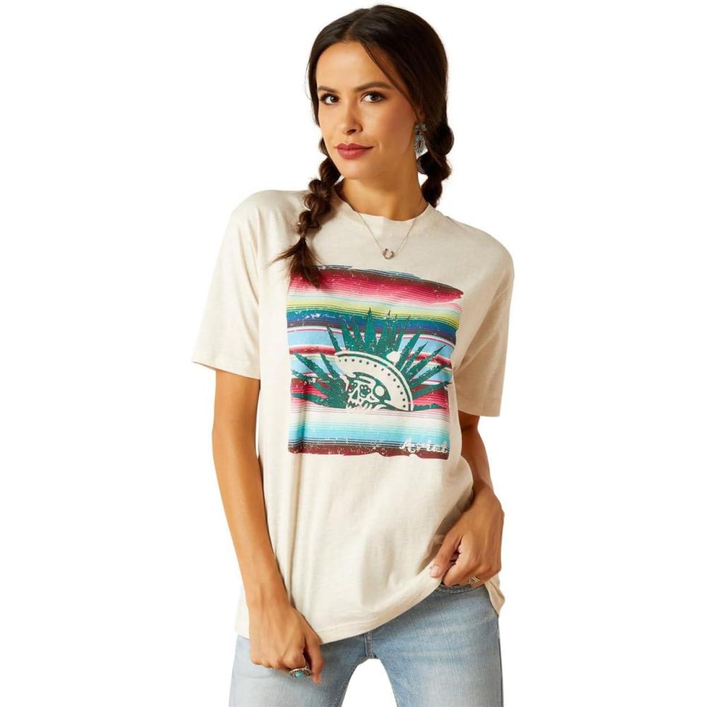 imageAriat Womens Ariat Denim Label TShirtOatmeal HeatherLola