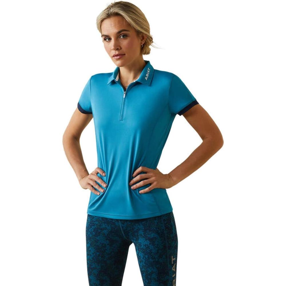 imageAriat Womens Bandera 14 Zip PoloMosaic Blue