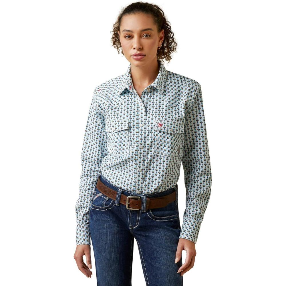 imageAriat Womens Fr Tillie Snap Work ShirtBachelor Button Print