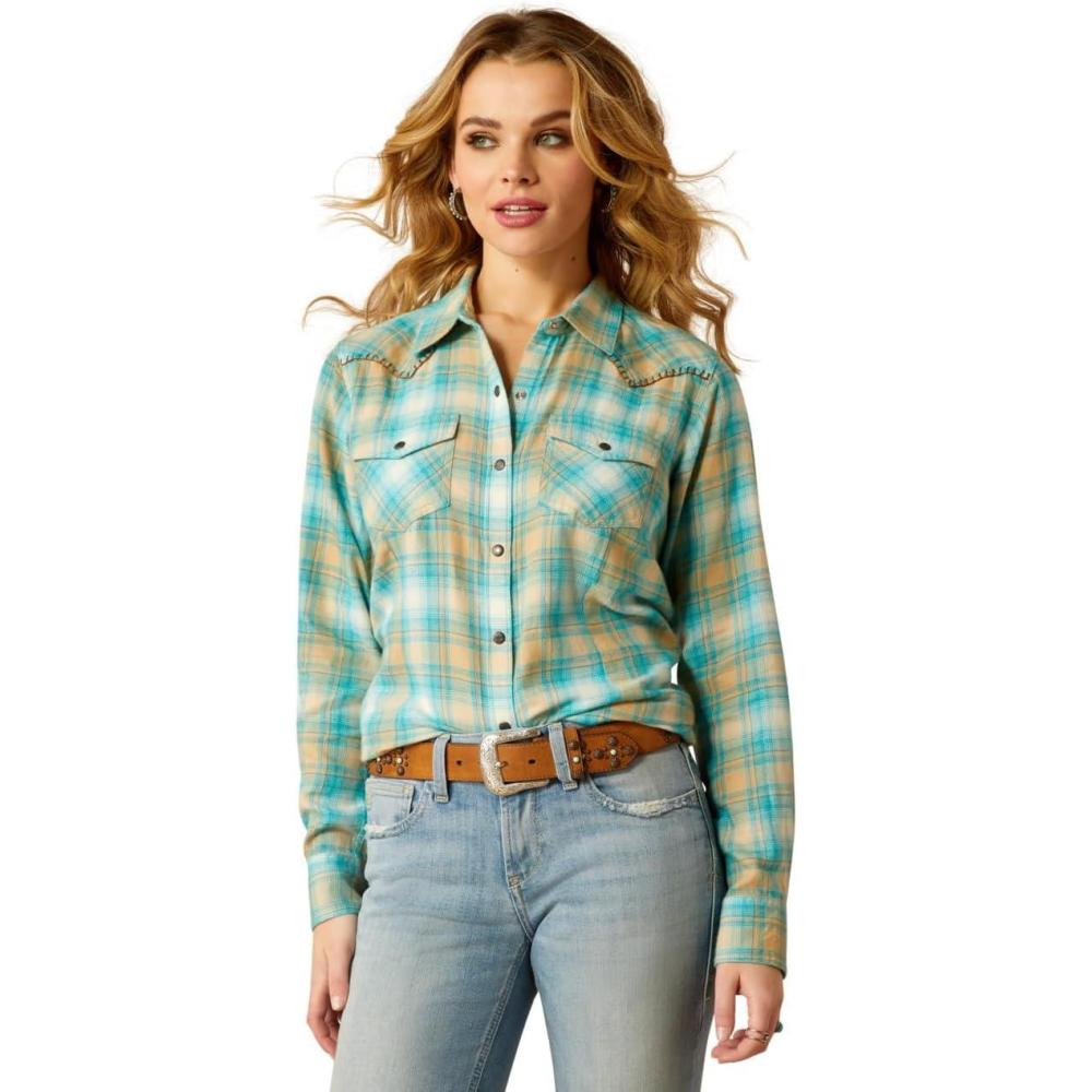 imageAriat Womens Fr Tillie Snap Work ShirtBreeze Plaid