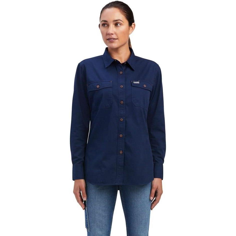 imageAriat Womens Rebar Washed Twill Work ShirtNavy