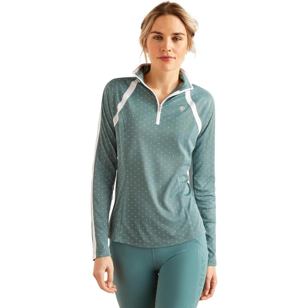 imageAriat Womens Sunstopper 30 14 Zip Baselayer North Atlantic Dot XSmallNorth Atlantic Dot