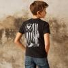 ARIAT Boys’ Charger Vertical Flag Tee(Black)