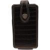 ARIAT Croco Double Stitch Concho Leather Cell Phone Case – Fits iPhone 17 Pro Max/Galaxy S24 Ultra & Similar Phones | Chocolate Trim | Magnetic Flap | 360° Belt Clip | Black, Large (3-3/4 x 6-3/4 in)
