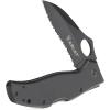 ARIAT Engraved Shield Text Logo Serrated Blade Folding Knife, Black, 3″ Blade (Medium)(Black)